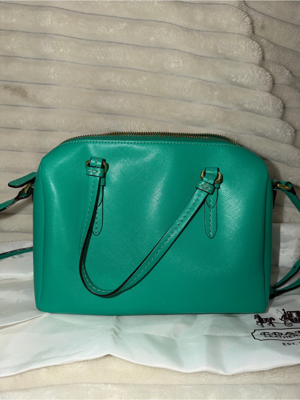COACH Teal Green Leather Crossbody Bag - Picture 2 of 7